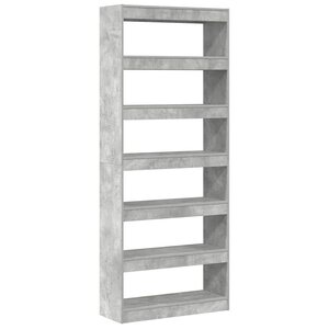 vidaXL Bibliothèque Gris béton 80 x 30 x 198 cm Bois d'ingénierie