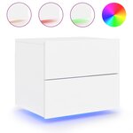 vidaXL Table de chevet murale avec lumières LED blanc