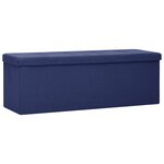 vidaXL Banc de rangement pliable Bleu Faux lin