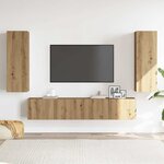 vidaXL Meubles TV muraux 4 Pièces chêne artisanal bois d'ingénierie