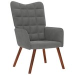 vidaXL Fauteuil relax avec tabouret en velours gris foncé