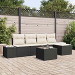 vidaXL Ensemble de canapé de jardin 6 Pièces Noir Poly rotin