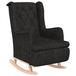 vidaXL Fauteuil avec pieds à bascule en bois d'hévéa Noir Tissu