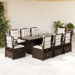 vidaXL Ensemble à manger de jardin et coussins 9 Pièces marron poly rotin