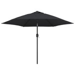 vidaXL Parasol d'extérieur avec lumières LED et mât en acier Noir