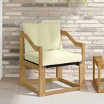 vidaXL Canapé d’extérieur Bois d'Acacia Massif Blanc et crème