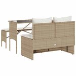 vidaXL Ensemble à manger de jardin et coussins 3 Pièces Beige poly rotin