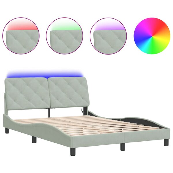 vidaXL Cadre de lit avec lumières LED gris clair 140x200 cm