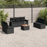 vidaXL Salon de jardin 8 Pièces avec coussins noir résine tressée