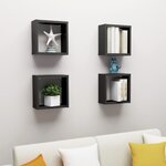 vidaXL Étagères cube murales 4 Pièces noir 30x15x30 cm