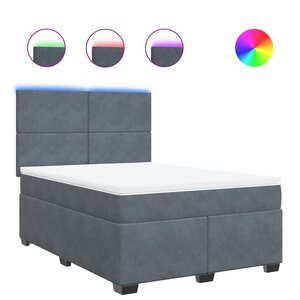 vidaXL Sommier à lattes de lit et matelas Gris foncé 140x190cm Velours