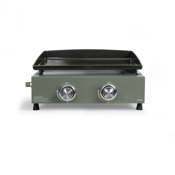 Plancha gaz 2 brûleurs 45 5 x 35 5 cm - Plaque de cuisson acier émaillé 4/6 personnes