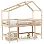 vidaXL Lit superposé et échelle et toit 90x200 cm bois de pin massif