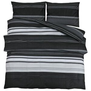 vidaXL Ensemble de housse de couette noir et blanc 200x220 cm Coton