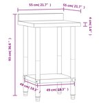 vidaXL Table de travail de cuisine avec dosseret 55x55x93 cm inox