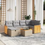 vidaXL Salon de jardin avec coussins 7Pièces mélange beige résine tressée