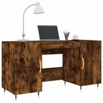 Bureau table poste de travail meuble d'ordinateur informatique étude chêne fumé 140 x 50 x 75 cm bois d'ingénierie brun 02_0023579