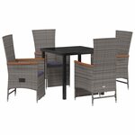 vidaXL Chaises de jardin inclinables 5 Pièces Gris Gris foncé Teinte bois