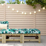 vidaXL Repose-pieds de jardin et coussins lot de 2 bois pin imprégné