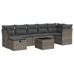 vidaXL Salon de jardin 8 Pièces avec coussins gris résine tressée