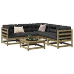 vidaXL Salon de jardin 6 Pièces avec coussins bois de pin imprégné
