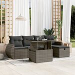 vidaXL Salon de jardin 6 Pièces avec coussins gris résine tressée