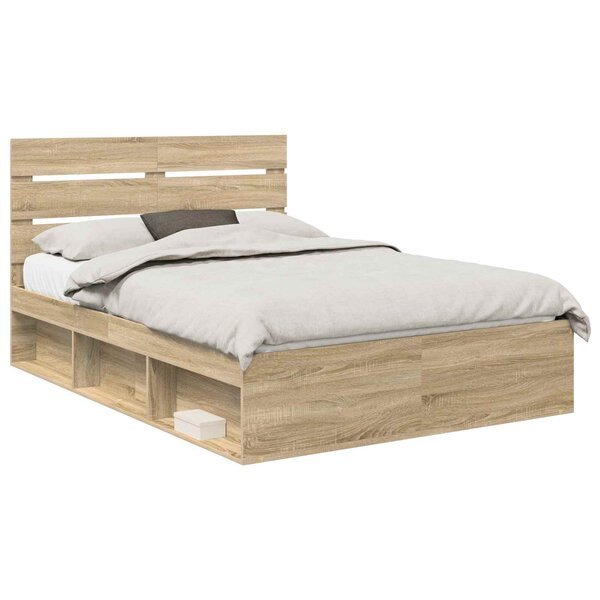 vidaXL Cadre de lit Sonoma 140 x 190 cm Bois de pin massif
