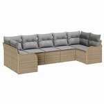 vidaXL Ensemble de canapé de jardin 7 Pièces Beige  gris clair Poly rotin