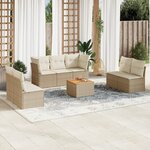 vidaXL Salon de jardin avec coussins 8 Pièces beige résine tressée