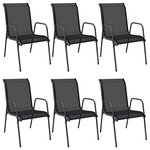 vidaXL Chaises de jardin lot de 6 Acier et textilène Noir
