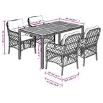 vidaXL Ensemble à manger de jardin 5 Pièces coussins gris résine tressée