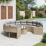 vidaXL Canapé de jardin avec table coussins rond beige résine tressée