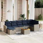 vidaXL Salon de jardin 8 Pièces avec coussins gris résine tressée