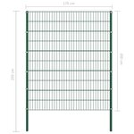 Vidaxl panneau de clôture avec poteaux fer 1 7 x 2 m vert