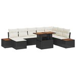 Ensemble de Canapés de Jardin 9 Pièces avec Coussins Noir en Poly Rotin