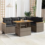vidaXL Salon de jardin avec coussins 6 Pièces gris résine tressée acacia