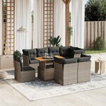 vidaXL Salon de jardin 9 Pièces avec coussins gris résine tressée