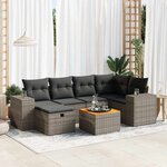 vidaXL Salon de jardin avec coussins 7 Pièces gris résine tressée