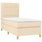 vidaXL Sommier à lattes de lit avec matelas Crème 90x200 cm Tissu
