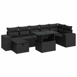 vidaXL Salon de jardin 5 Pièces avec coussins noir résine tressée