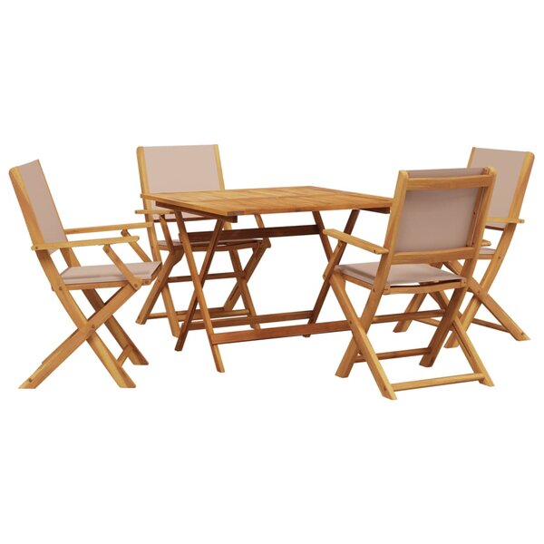 vidaXL Ensemble à manger de jardin 5 Pièces taupe tissu et bois massif