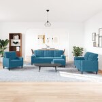 vidaXL Ensemble de canapés 4Pièces et coussins et traversins bleu velours