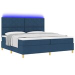 vidaXL Lit à ressort LED avec matelas Bleu 200 x 200 cm tissu