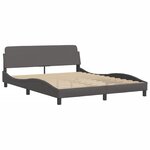 vidaXL Lit Viana avec matelas gris 160x200 cm similicuir