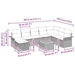 vidaXL Ensemble de canapé de jardin avec coussin 9 Pièces Gris Poly rotin