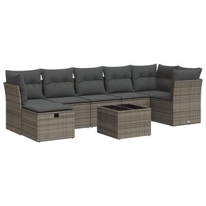 vidaXL Salon de jardin 8 Pièces avec coussins gris résine tressée