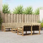 vidaXL Ensemble de canapés d'extérieur 9 Pièces Blanc et Beige