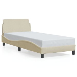 vidaXL Cadre de lit avec tête de lit sans matelas crème 90x190cm tissu