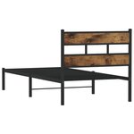 vidaXL Cadre de lit en métal sans matelas chêne fumé 90x190 cm