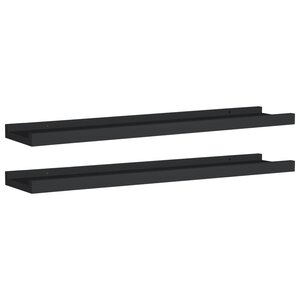 vidaXL Étagères à rebord pour cadre photo 2 Pièces Noir 60x9x3 cm MDF